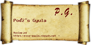 Poós Gyula névjegykártya